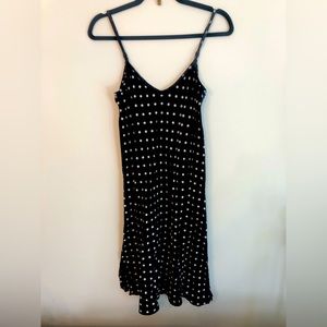 FLAX 100% Linen Black and White Polka Dot Spaghetti Strap Dress